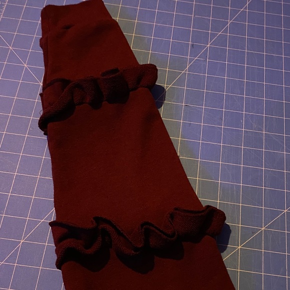 Women's Ruffled Maroon Sweatshirt - Picture 2 of 3